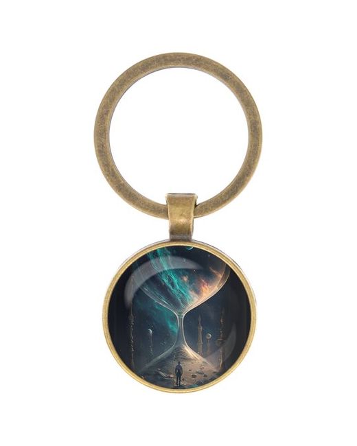 Оберег & Амулет Брелок для ключей Песочные часы диаметр 28мм изображение защищено выпуклой стеклянной линзой