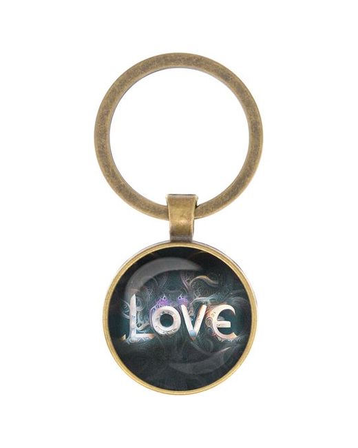 Оберег & Амулет Брелок для ключей Love диаметр 28мм изображение защищено выпуклой стеклянной линзой