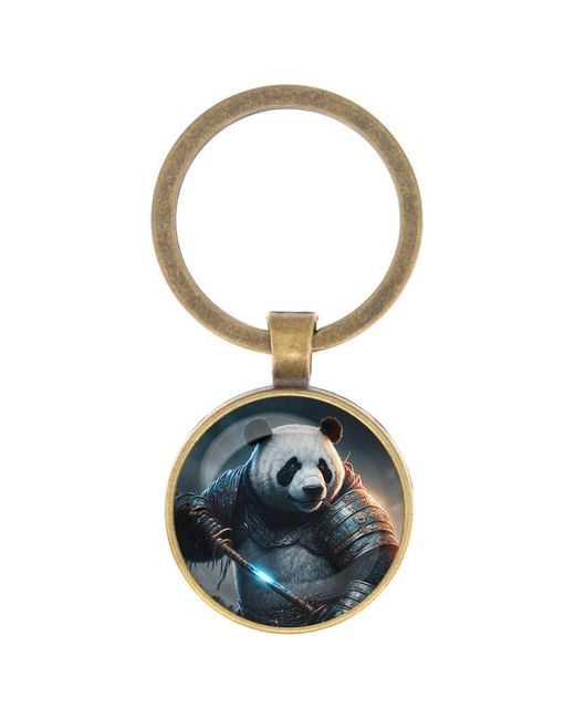 Оберег & Амулет Брелок для ключей Панда диаметр 28мм изображение защищено выпуклой стеклянной линзой