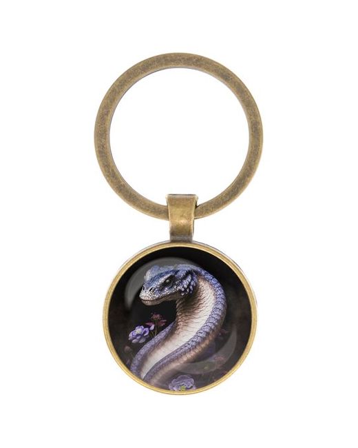 Оберег & Амулет Брелок для ключей Змея диаметр 28мм изображение защищено выпуклой стеклянной линзой