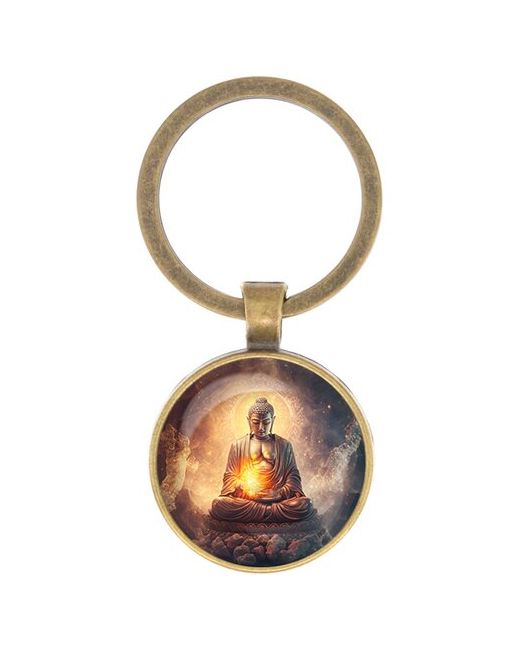 Оберег & Амулет Брелок для ключей Будда диаметр 28мм изображение защищено выпуклой стеклянной линзой