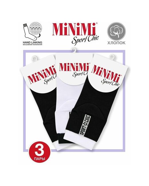 Minimi Носки MINI SPORT CHIC 4301 летние набор 3 пары Bianco/Nero/Bianco Размер 35-38 23-25