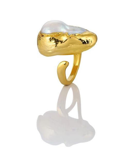 1/33 Edition Модное золотистое кольцо с натуральным крупным барочным жемчугом