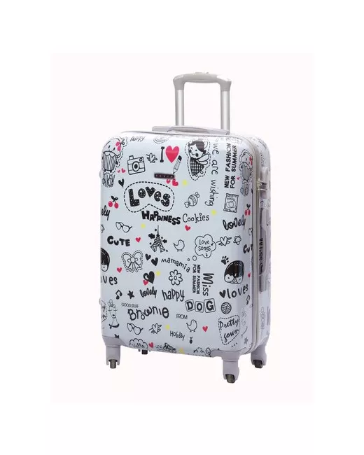 Tevin Чемодан на колесах дорожный средний багаж для путешествий размер М 64 см 62 л легкий 3.2 кг прочный с изображением