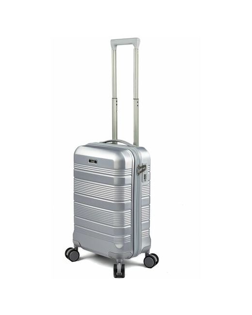 Leegi Пластиковый чемодан для ручной клади NEW Серебристий размер Съемные и сдвоенные колеса