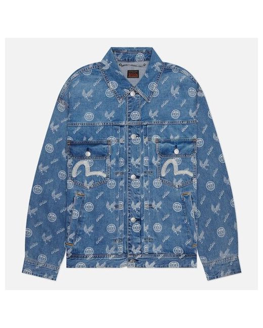 Evisu джинсовая куртка Seagull Embroidered Kamon Eagle All Over Print Denim Размер M