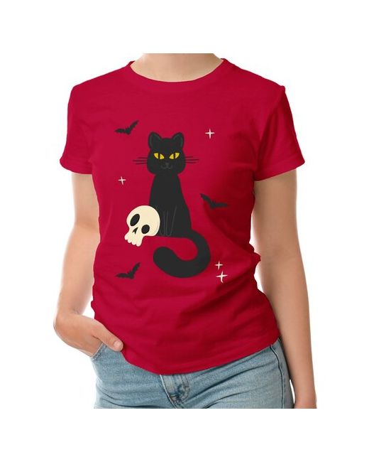 Roly футболка Чёрный кот с черепом. Летучие мыши и звёзды L