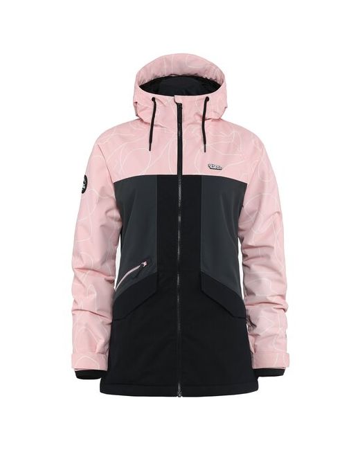 Horsefeathers Куртка средней длины силуэт прямой капюшон карманы несъемный карман для ски-пасса внутренний регулируемый снегозащитная юбка мембранная водонепроницаемая воздухопроницаемая утепленная размер M розовый черный