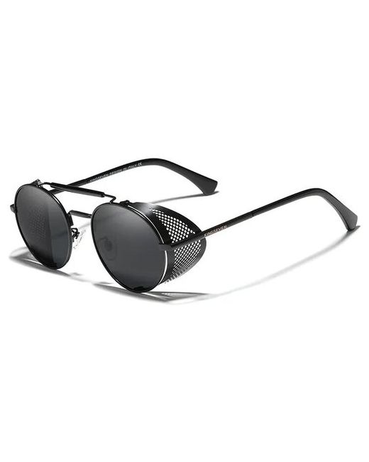 Kingseven Солнцезащитные очки круглые складные поляризационные с защитой от УФ для черный/черный