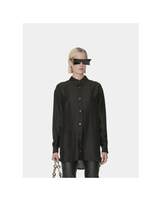 Han Kjobenhavn Рубашка повседневный стиль прямой силуэт длинный рукав однотонная размер 38 черный