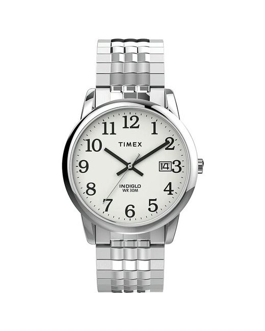 Timex Наручные часы Easy Reader TW2V05400 кварцевые водонепроницаемые подсветка дисплея серебряный