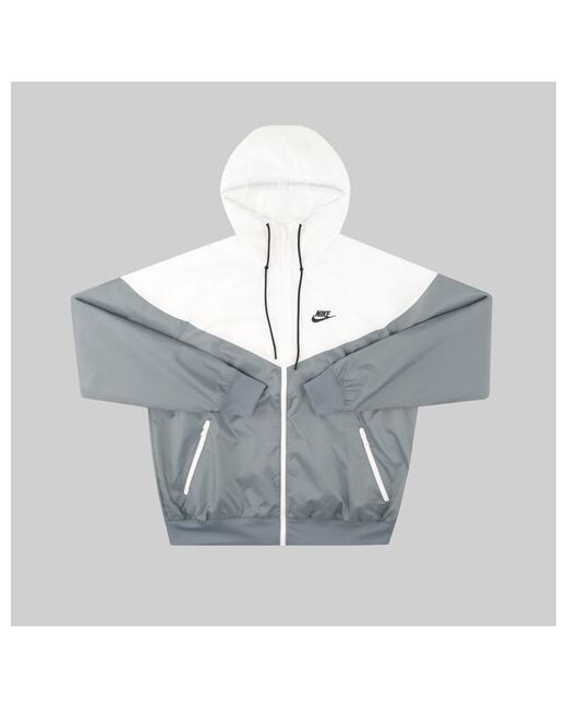 Nike Ветровка средней длины силуэт свободный карманы размер S белый