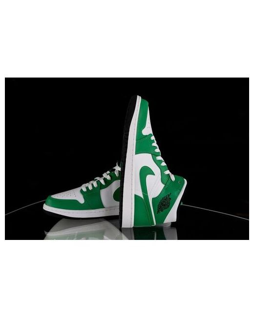 Nike Кроссовки демисезонные повседневные натуральная кожа высокие размер 9 US 41.5 RU белый зеленый
