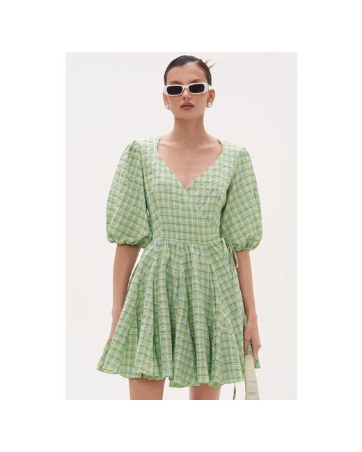 Toptop Платье повседневное трапециевидный силуэт мини размер S белый зеленый