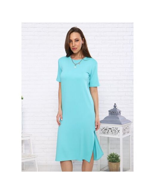 ПромДизайн Платье-футболка вискоза прямой силуэт миди размер 48 бордовый