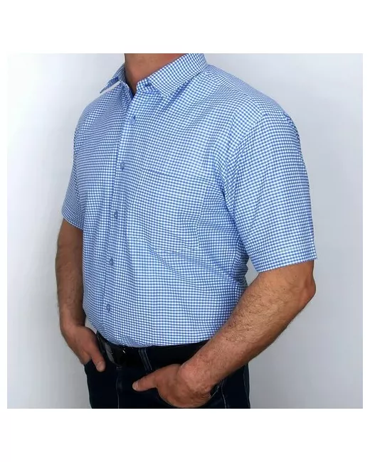 - Рубашка повседневный стиль прямой силуэт короткий рукав размер L синий