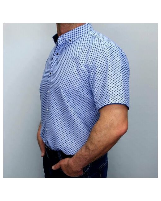 Dino Sessun Рубашка нарядный стиль прилегающий силуэт короткий рукав размер L синий