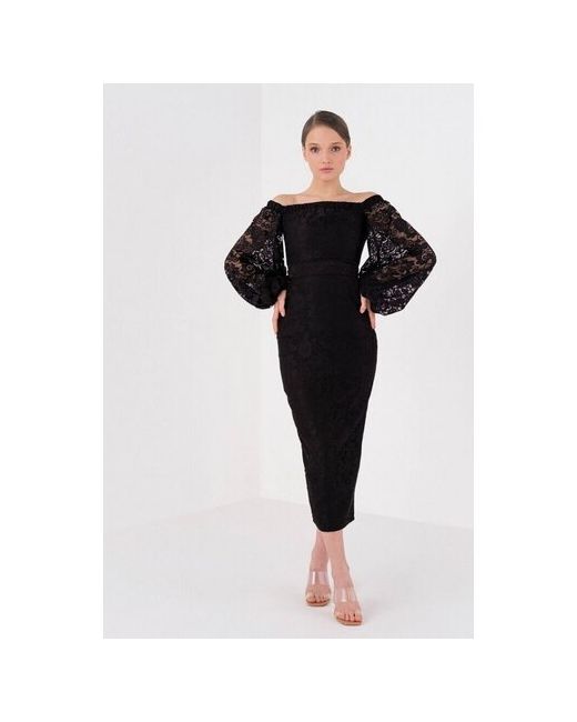Фабричная Турция Платье гипюр в классическом стиле прилегающее миди размер 44