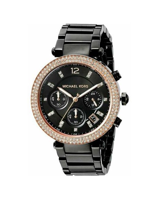 Michael Kors Наручные часы Parker наручные черные со стразами хронограф кварцевые водонепроницаемые