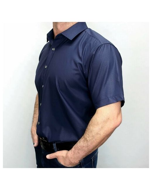 Alexander Matin Рубашка нарядный стиль прилегающий силуэт короткий рукав размер M синий