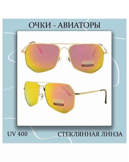 Lero Солнцезащитные очки авиаторы оправа зеркальные с защитой от УФ золотой/золотой