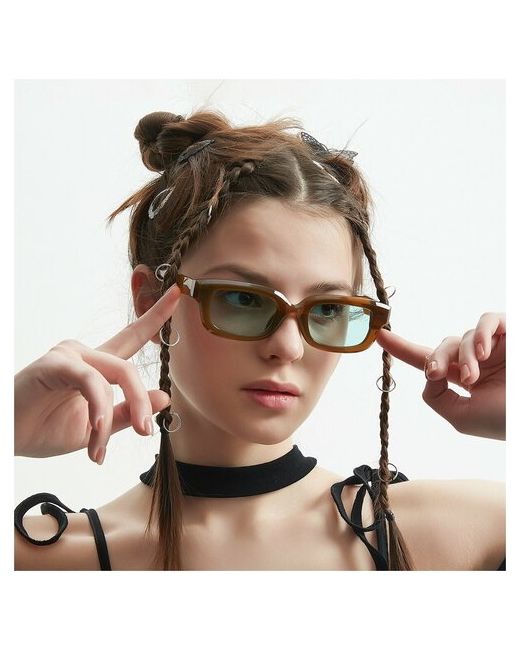 BlueCherry Солнцезащитные очки прямоугольные спортивные ударопрочные устойчивые к появлению царапин с защитой от УФ коричневый/коричневый