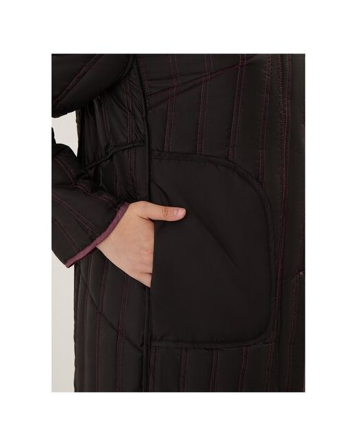 Neliy Vincere Куртка демисезонная удлиненная силуэт трапеция стеганая ультралегкая ветрозащитная утепленная размер 54 розовый черный
