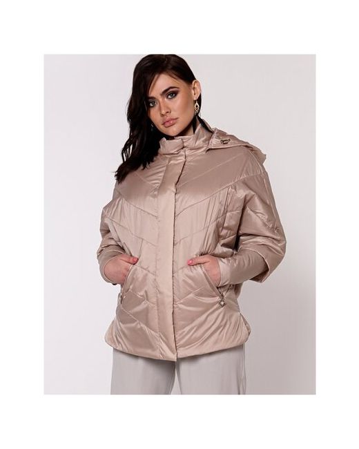 Riches Куртка демисезонная средней длины силуэт полуприлегающий утепленная съемный капюшон стеганая размер