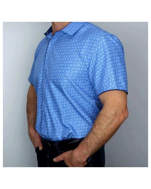 Palmary Leading Рубашка нарядный стиль прилегающий силуэт короткий рукав размер L синий