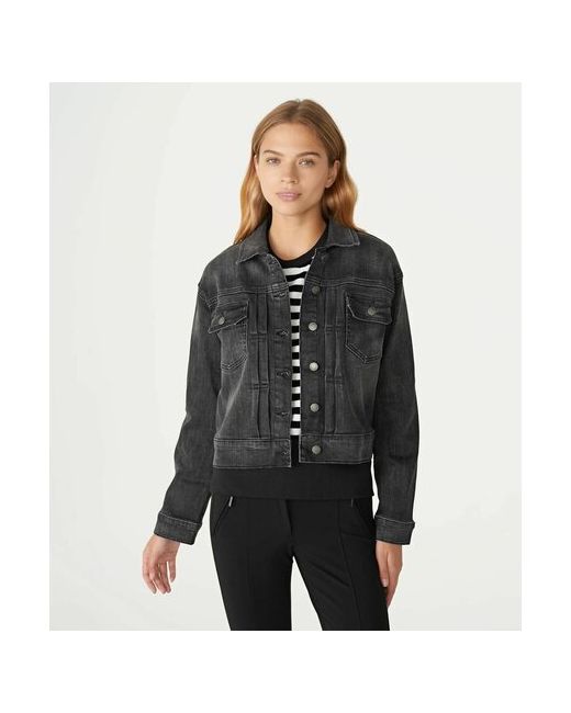 Karl Lagerfeld Джинсовая куртка демисезон/лето укороченная силуэт прямой манжеты карманы размер L черный