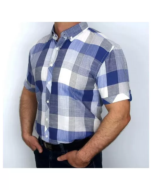 Palmary Leading Рубашка нарядный стиль прилегающий силуэт короткий рукав размер L синий