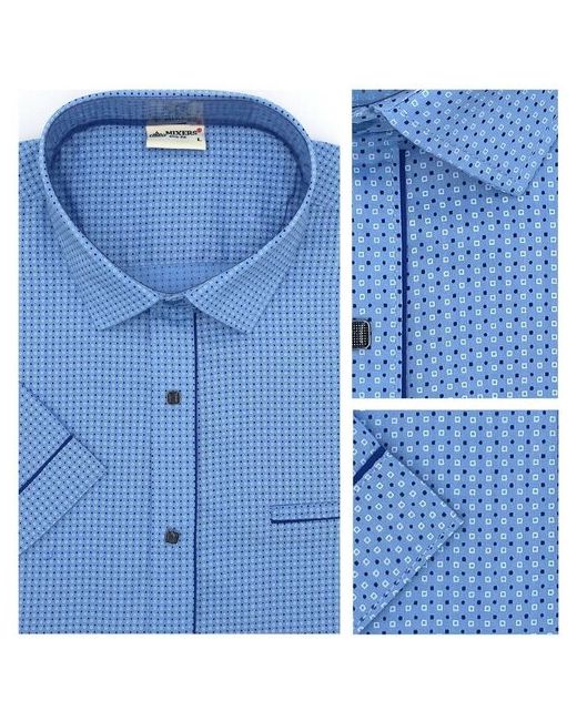 Mixers Рубашка нарядный стиль прилегающий силуэт короткий рукав без карманов размер L синий