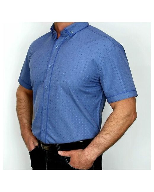 Bendu Рубашка нарядный стиль прилегающий силуэт короткий рукав размер L синий