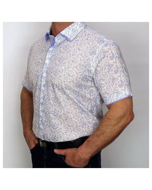 Bazzolo Рубашка повседневный стиль полуприлегающий силуэт короткий рукав размер L голубой