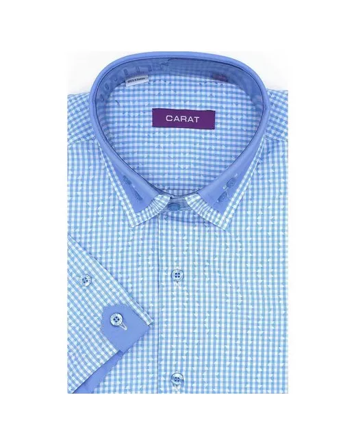 Carat Рубашка нарядный стиль прилегающий силуэт короткий рукав размер S синий
