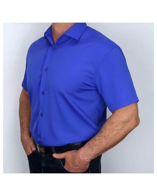 Westhero Рубашка нарядный стиль прилегающий силуэт короткий рукав размер 5XL синий