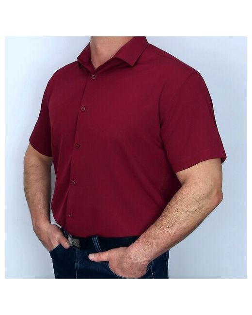 Westhero Рубашка нарядный стиль прилегающий силуэт короткий рукав размер 3XL бордовый