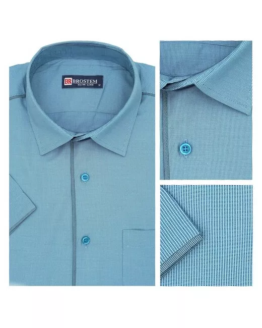 Brostem Рубашка повседневный стиль полуприлегающий силуэт короткий рукав размер M синий