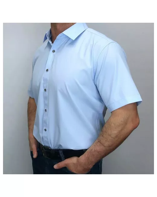 Alexander Matin Рубашка нарядный стиль прилегающий силуэт короткий рукав размер L синий