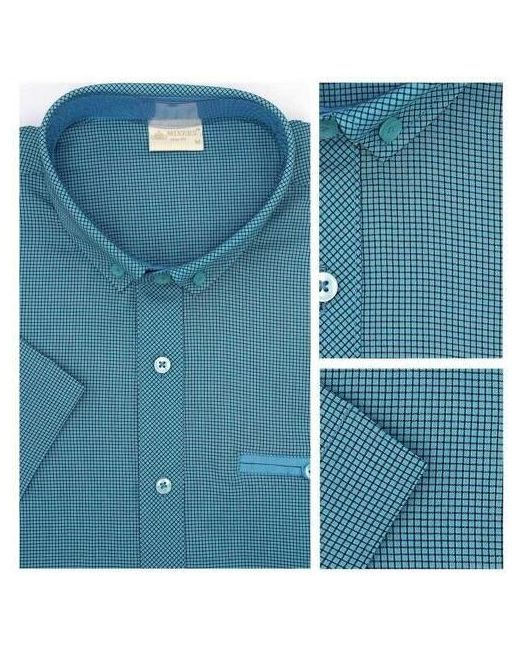 Mixers Рубашка нарядный стиль прилегающий силуэт короткий рукав размер M бирюзовый зеленый