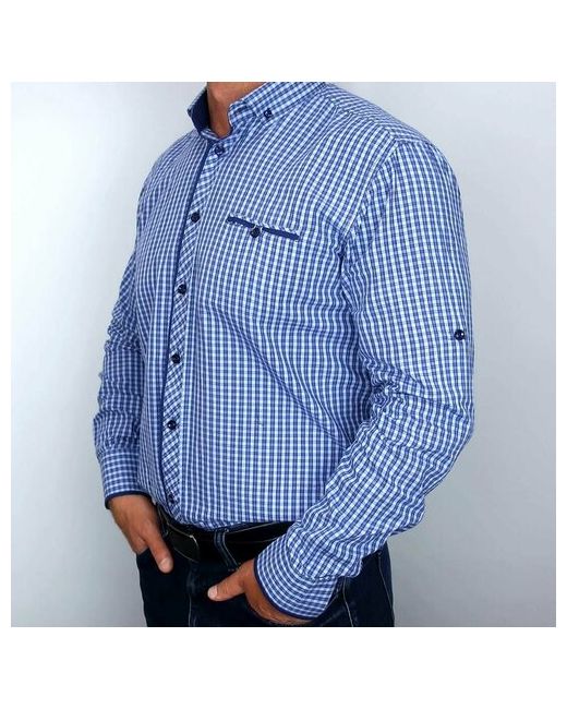 Bendu Рубашка нарядный стиль прилегающий силуэт длинный рукав размер 7XL синий