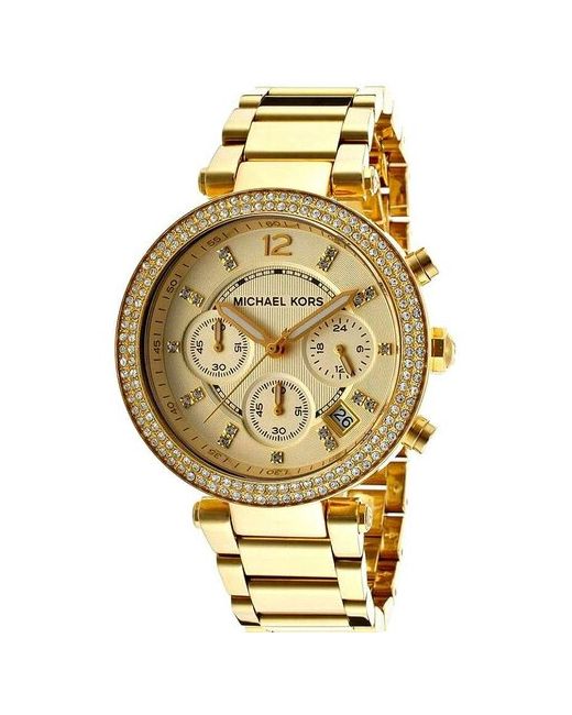 Michael Kors Наручные часы Parker Часы с кристаллами Swarovski оригинал кварцевые золотые хронограф водонепроницаемые