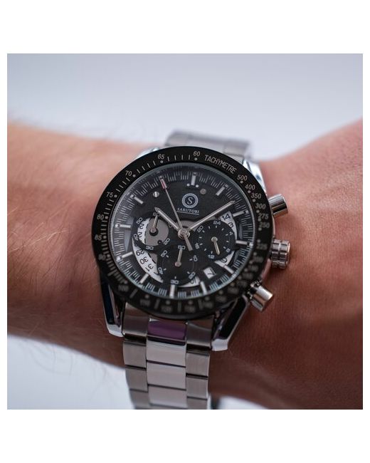 Sarutobi Наручные часы наручные кварцевые с хронографом хронограф тахиметр черный серебряный