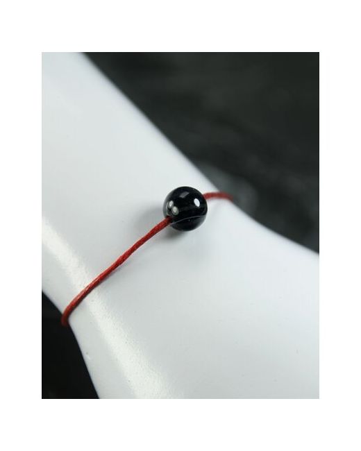 GrowUp Браслет талисман на красном шнурке с натуральным камнем Черный агат для душевного равновесия 8 мм