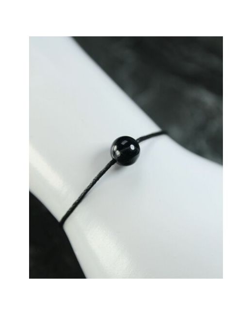 GrowUp Браслет талисман на черном шнурке с натуральным камнем Черный агат для душевного равновесия 8 мм