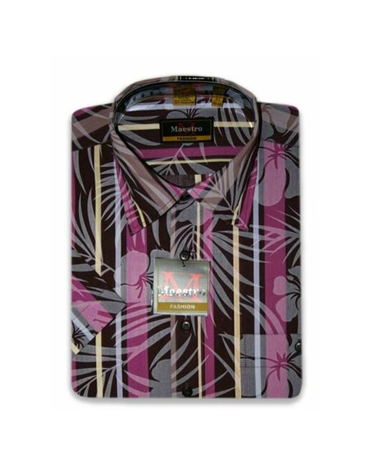 Maestro Рубашка повседневный стиль прилегающий силуэт классический воротник короткий рукав размер 44/S/170-178/39 ворот розовый