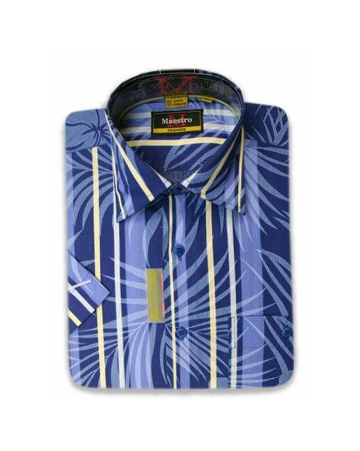 Maestro Рубашка повседневный стиль прилегающий силуэт классический воротник короткий рукав размер 50/L/178-186/43 ворот