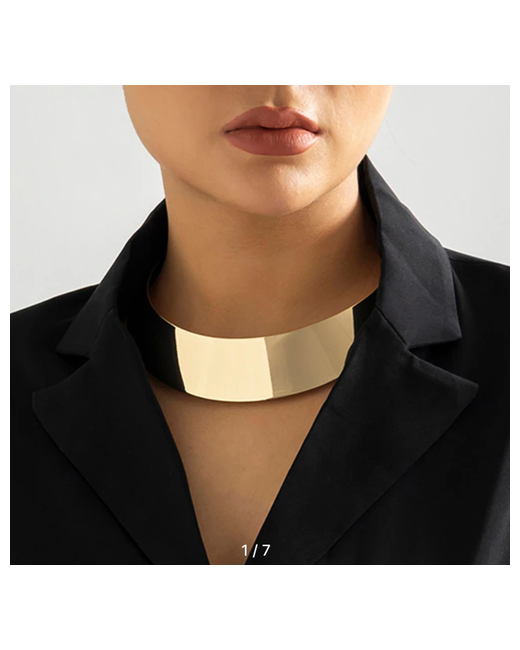 Ninell_ST Ожерелье чокер на шею. Массивное с металлической проволокой ожерелье-чокер золотого цвета. Широкая гладкая цепочка.