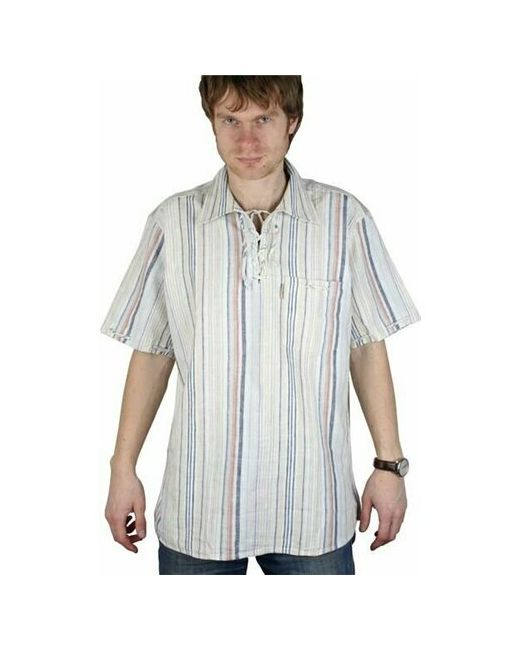 Maestro Рубашка повседневный стиль прямой силуэт классический воротник короткий рукав размер 48/M мультиколор