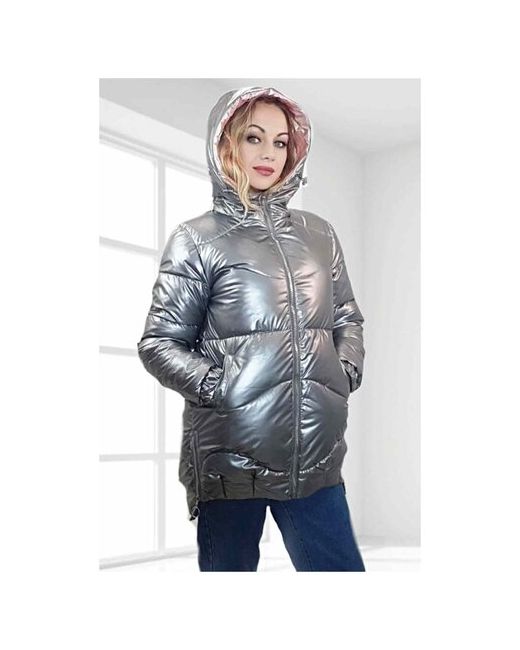 Bgt Куртка демисезон/зима удлиненная силуэт свободный размер 46 серебряный